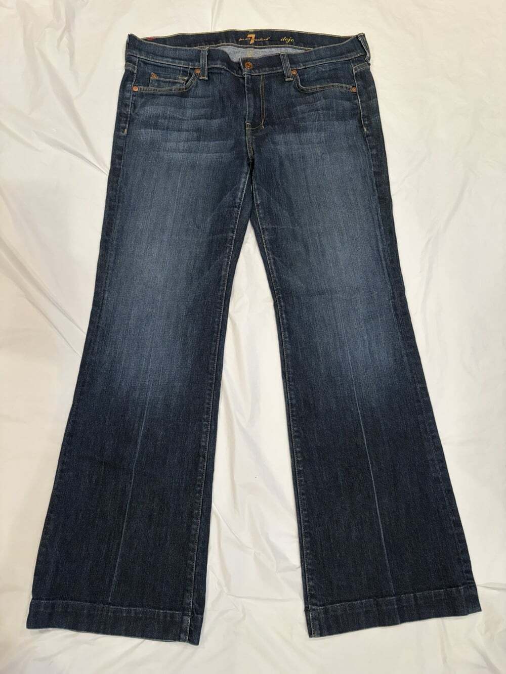 7 For All Mankind Dojo Jeans Women's 32x31 Blue Dark Wash Flare